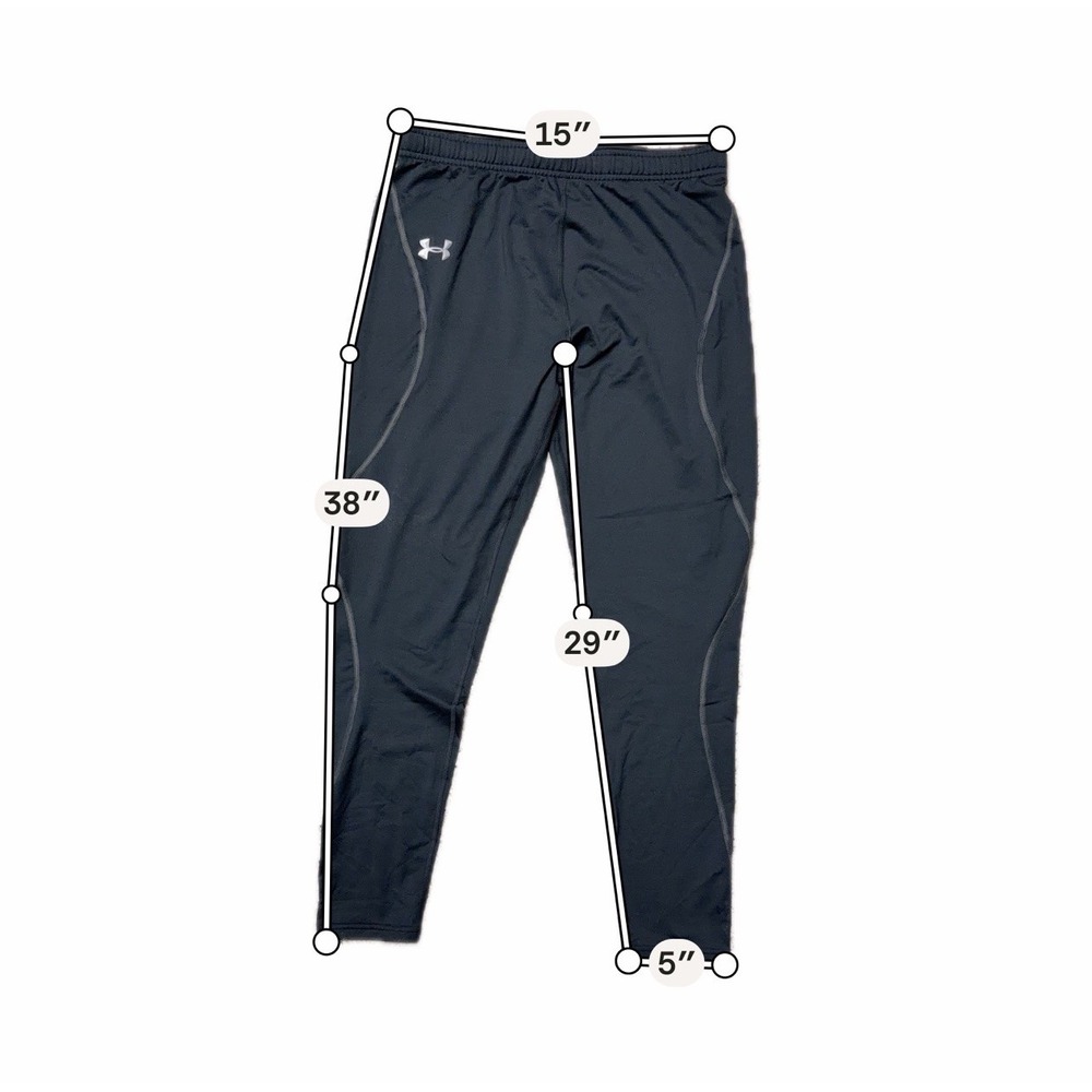 (2)Under Armour ColdGear Mens Fitted Leggings Black Compression Base Pants Large - Picture 7 of 8
